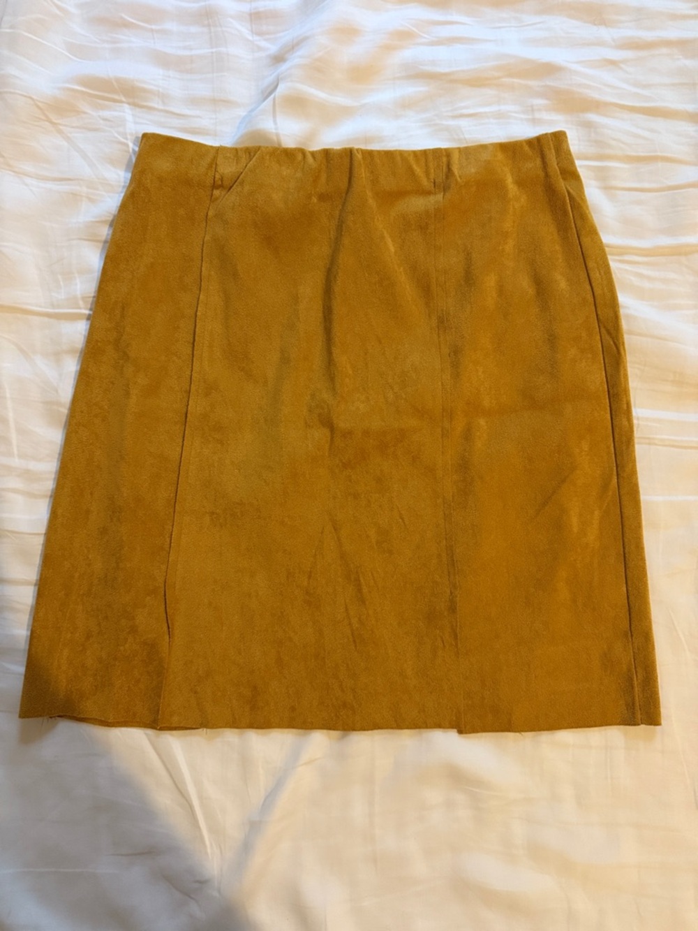 Cotton Candy Mustard Suede-Look Mini Skirt